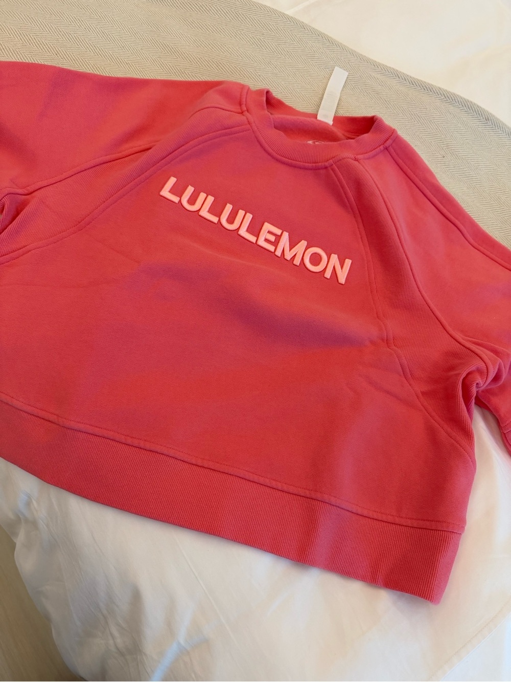 lululemon athletica Coral Pink Logo Crewneck Sweater